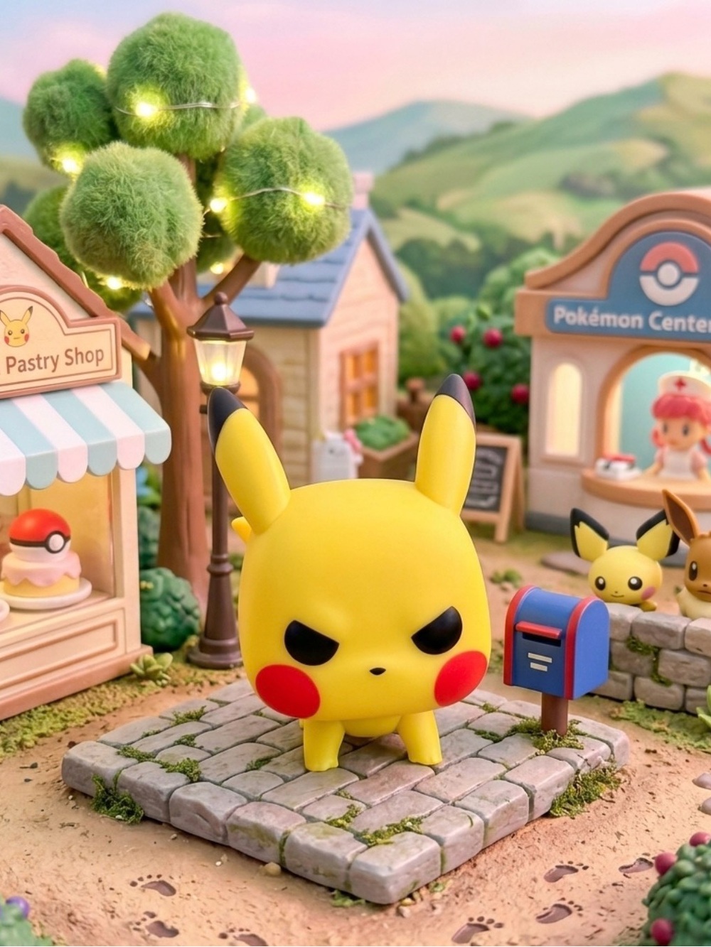Pokemon Angry Pikachu Yellow Vinyl Figure with Red Cheeks